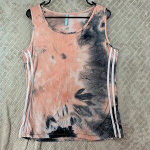 Emme Jordan Womens XL Tank Top Pink Tie Dye Athletic Stripe Fitted